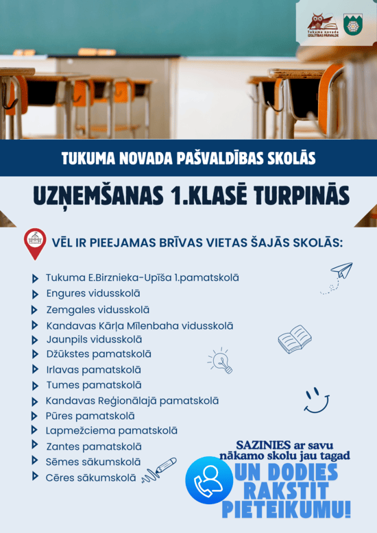 Vizuāla grafika, kur attēlotas skolas, kur vēl norit uzņemšana 1. klasē.