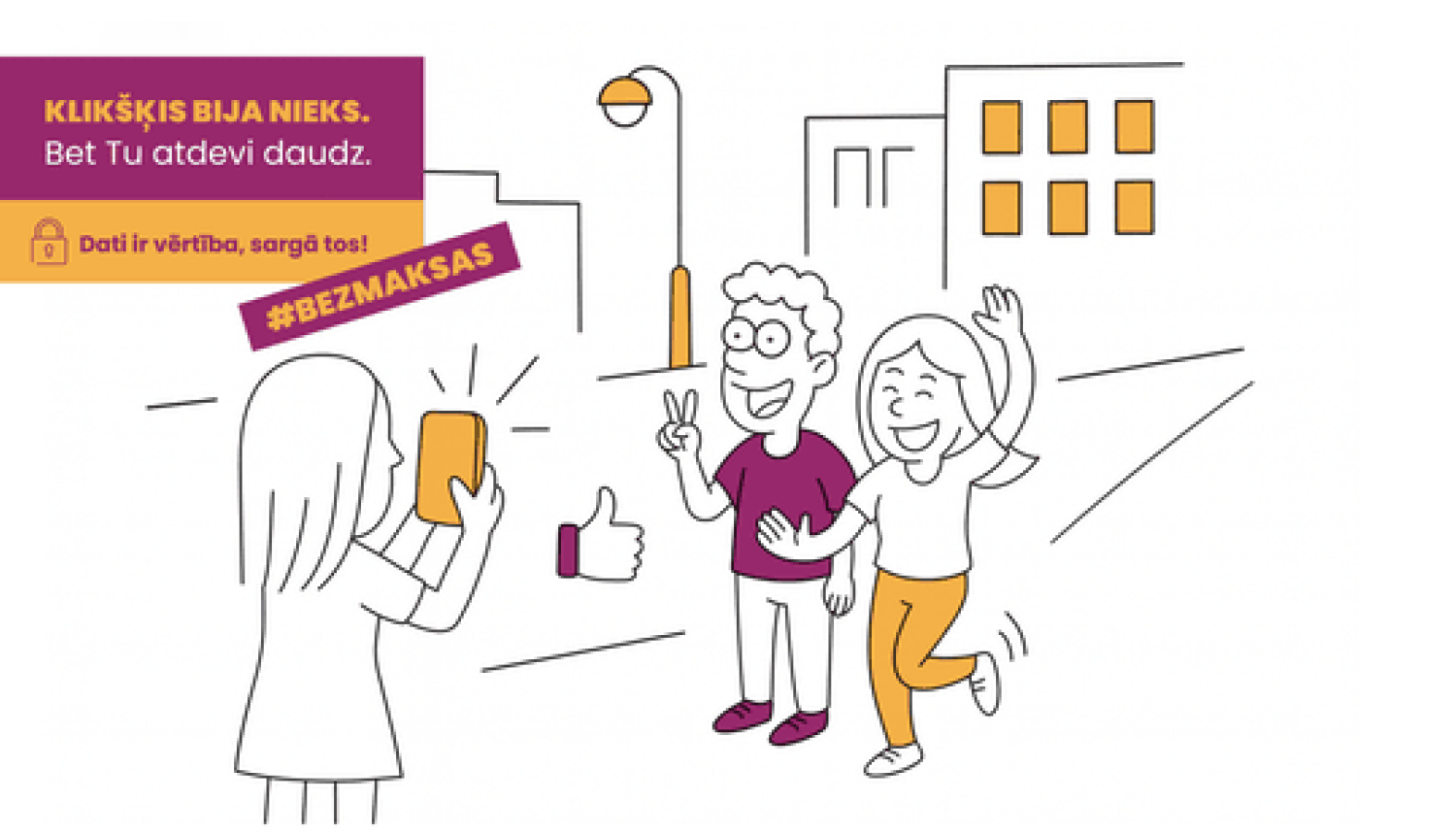 Informatīvās kampaņas grafiska afiša.